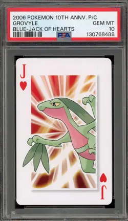 Pokemon 10th Ann. Playing Cards Grovyle Blue Jack of Hearts PSA 10 - Image 1
