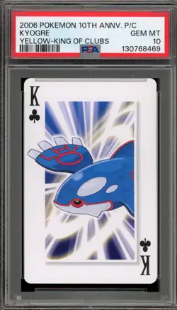 Pokemon 10th Ann. Playing Cards Kyogre Yellow King of Clubs PSA 10 Gem Mint - Image 1
