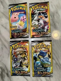 Pokemon TCG: Sun&Moon Cosmic Eclipse 3 Card Booster Packs *Complete Art Set* - Image 1