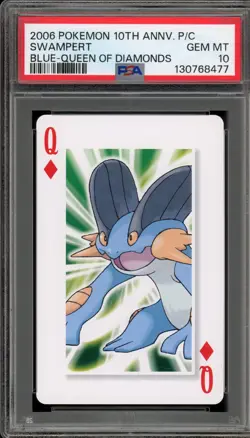 Pokemon 10th Ann. Playing Cards Swampert Blue Queen of Diamonds PSA 10 - Image 1
