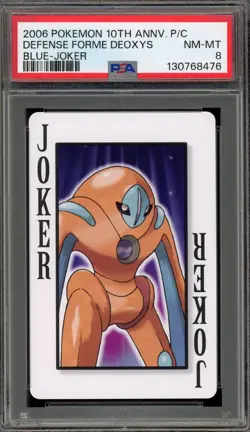 Pokemon 10th Ann. Playing Cards Defense Forme Deoxys Blue Joker PSA 8 - Image 1
