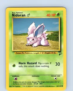 Pokemon TCG Nidoran 83/130 Base Set 2 Unlimited Common Card WOTC Played MP - Image 1