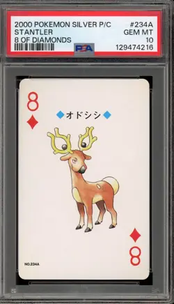 Pokemon Silver Playing Cards Stantler 8 of Diamonds #234A PSA 10 Gem Mint - Image 1