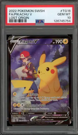 Pokemon Pikachu V Lost Origin Trainer Gallery Full Art #TG16 PSA 10 Gem Mint - Image 1