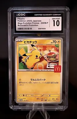 🌟 CGC 10 🌟 Pokemon McDonald’s Japanese Promo Pikachu 020 BURGERCHU! - Image 1