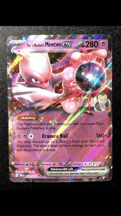 Team Rocket's Mewtwo ex 081/182 NM Holo Double Rare sv10 Destined Rivals Pokemon - Image 1