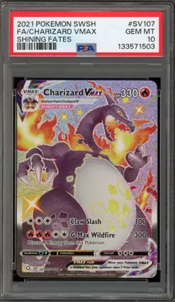 Pokemon Charizard VMAX Shining Fates Full Art #SV107 PSA 10 Gem Mint - Image 1