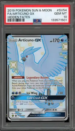 Pokemon Articuno GX Hidden Fates Full Art #SV54 PSA 10 Gem Mint - Image 1