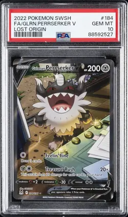 2022 POKEMON SWORD & SHIELD LOST ORIGIN FULL ART/GALARIAN PERRSERKER V PSA 10 - Image 1
