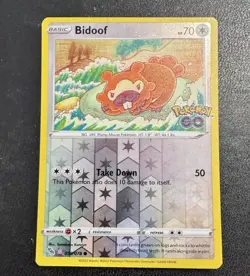 POKEMON BIDOOF 059/078 COMMON UNPEELED DITTO REVERSE HOLOFOIL POKEMON GO NM CARD - Image 1