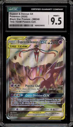 Pokemon Espeon & Deoxys GX Tag Team Powers Coll. Full Art Promo SM240 CGC 9.5 - Image 1