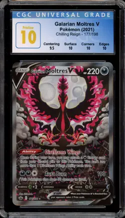 Pokemon Galarian Moltres V Chilling Reign Full Alt Art #177 CGC 10 Pristine - Image 1