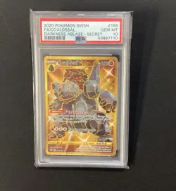 2020 Pokemon SWSH Darkness Ablaze Full Art Gold Secret #198 Coalossal PSA 10 - Image 1