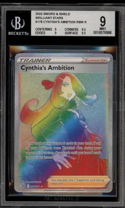 Pokemon Cynthia's Ambition Brilliant Stars Secret Rare Full Art #178 BGS 9 Mint - Image 1