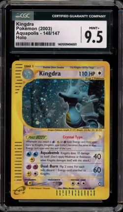 Pokemon Kingdra Aquapolis Crystal Holo Secret Rare #148 CGC 9.5 - Image 1