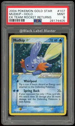 2004 Pokemon Gold Star EX Team Rocket Returns Mudkip Holo #107 - PSA 9 - Image 1