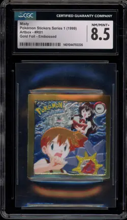 Pokemon Misty Artbox Stickers Series 1 Embossed Gold Foil #R01 CGC 8.5 - Image 1