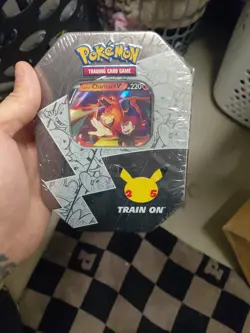 New and Sealed Pokemon Sword & Shield Celebrations Lance's Charizard V Tin - Image 1