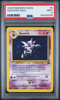 1999 Pokemon Fossil #6 Haunter-Holo PSA 9 - Image 1