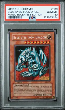 2002 YU-GI-OH! MRL-MAGIC RULER 1ST ED #000 BLUE-EYES TOON DRAGON PSA 10 - Image 1