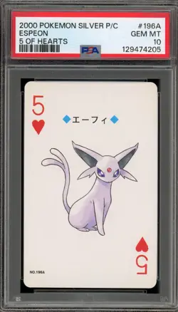 Pokemon Silver Playing Cards Espeon 5 of Hearts #196A PSA 10 Gem Mint - Image 1