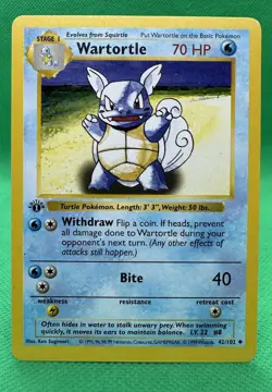 Pokemon Wartortle 42/102 1st Edition Shadowless Card - Image 1