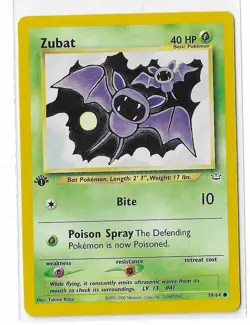 Zubat 59/64 1st Edition Pokemon Neo Revelation Card Common MP - Image 1