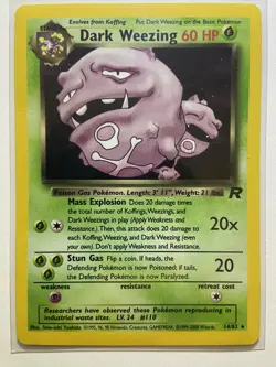 Pokemon TCG Dark Weezing 14/82 Team Rocket Holo Card Vintage WOTC 1999 LP - Image 1