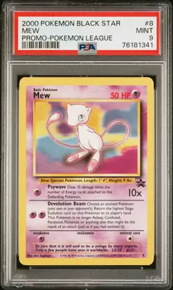 PSA 9 MINT Mew 2000 WOTC Black Star Promo #8 League Graded Pokemon Card - Image 1