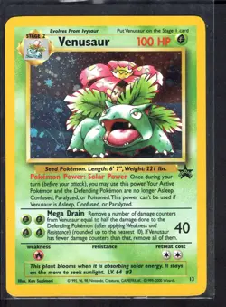 Venusaur #13 Black Star Promo (LP) Pokemon Card WOTC 2000 - Image 1