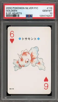 Pokemon Silver Playing Cards Goldeen 6 of Hearts #118 PSA 10 Gem Mint - Image 1