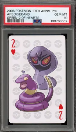 Pokemon 10th Ann. Playing Cards Arbok/Ekans Green 2 of Hearts PSA 10 Gem Mint - Image 1
