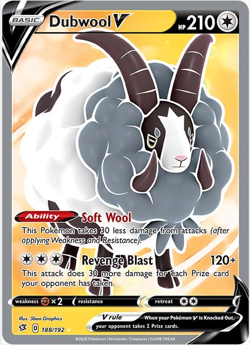 Ccg Pokemon Card - Dubwool V (Full Art) 188/192 Swsh02: Rebel Clash Holo - Image 1