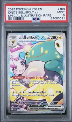 Iono's Bellibolt EX Sir 183/159 SV09 Pokemon TCG Card Journey Together, PSA 9 - Image 1