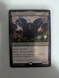 MTG FOIL PLANESWALKER STAMPED Maha, Its Feathers Night Bloomburrow NM/M - Image 1