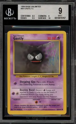 Pokemon Gastly Base Set Unlimited #50 BGS 9 Mint - Image 1