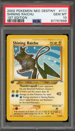 Pokemon Shining Raichu Neo Destiny 1st Edition Holo Secret Rare #111 PSA 10 - Image 1