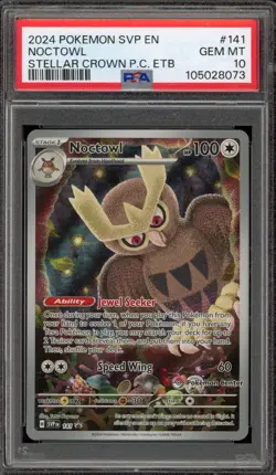 Pokemon Center Stamp Promo Noctowl Stellar Crown ETB SVP EN 141 PSA 10 Gem Mint - Image 1