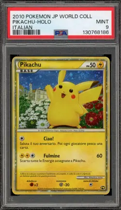 Pokemon Pikachu World Coll. ITALIAN Holo Japanese Back PSA 9 Mint - Image 1