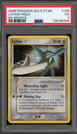Pokemon Latios Gold Star EX Deoxys Holo Ultra Rare #106 PSA 3 - Image 1