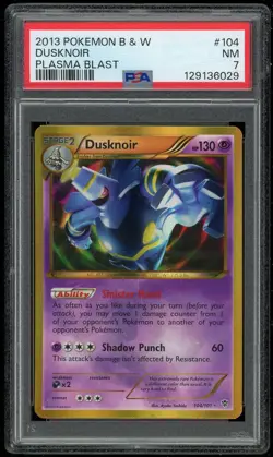 Pokemon Dusknoir Shiny Holo Secret Rare 104/101 B&W Plasma Blast PSA 7 Near Mint - Image 1
