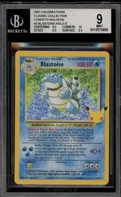 Pokemon Blastoise Celebrations Classic Coll. Base Set Holo Rare #2 BGS 9 Mint - Image 1