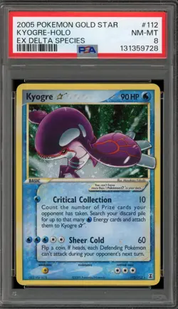 Pokemon Kyogre Gold Star EX Delta Species Holo Ultra Rare #112 PSA 8 - Image 1