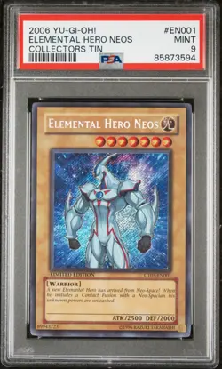 2006 YU-GI-OH! COLLECTORS TIN #EN001 ELEMENTAL HERO NEOS PSA 9 - Image 1