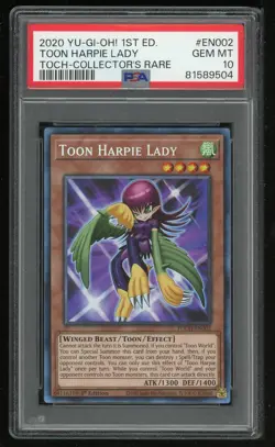 Yu Gi Oh Toon Harpie Lady Toon Chaos Collectors 1st Ed Rare EN002 PSA 10 - Image 1