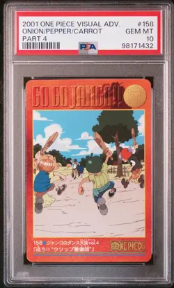 2001 CARDDASS ONE PIECE VISUAL ADVENTURE PART 4 #158 CARROT/ONION/PEPPER PSA 10 - Image 1