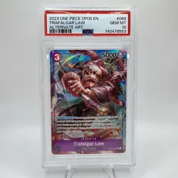 2023 One Piece TCG OP05-069 Trafalgar Law SR Alternate Art PSA 10 Gem Mint - Image 1