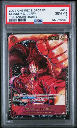 Monkey D. Luffy ST01-012 One Piece 1st Anniversary OP05 Promo PSA 10 GEM MINT - Image 3
