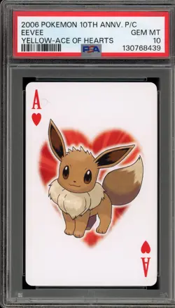 Pokemon 10th Ann. Playing Cards Eevee Yellow Ace of Hearts PSA 10 Gem Mint - Image 1