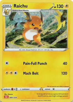 Pokemon Raichu Classic Collection Trading Card Game Classic #009/034 NM - Image 1